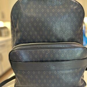 Coach Dark Blue Grey Patterned Backpack